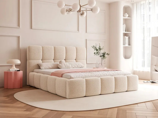 Pat 180 x 200 tapitat cu Stofa boucle Quelle Crem Livia