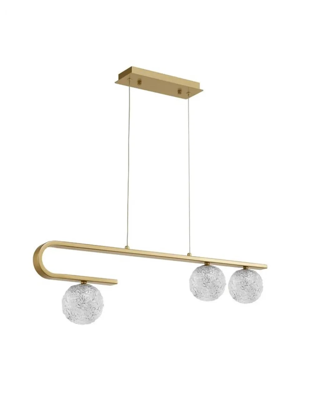 Lustra structura din Metal Auriu si abajur din Sticla Transparent H180xL80cm IP20 MIRANO