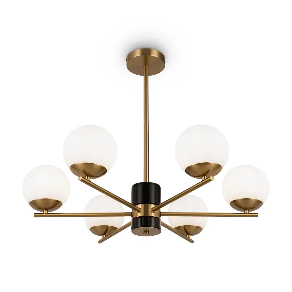 Lustra din Metal si Sticla Alama/Alb H56xD67cm 60W Marble