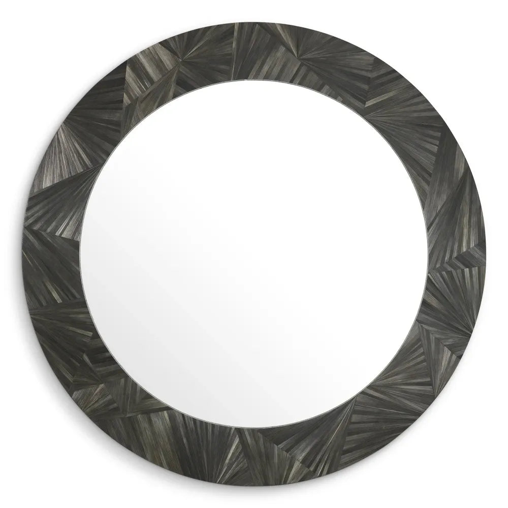 Oglinda cu rama din MDF/Paie Gri carbune D120cm Cassara Eichholtz