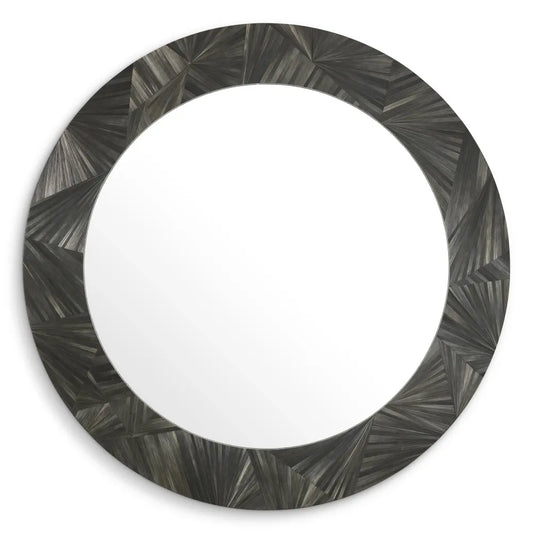 Oglinda cu rama din MDF/Paie Gri carbune D120cm Cassara Eichholtz