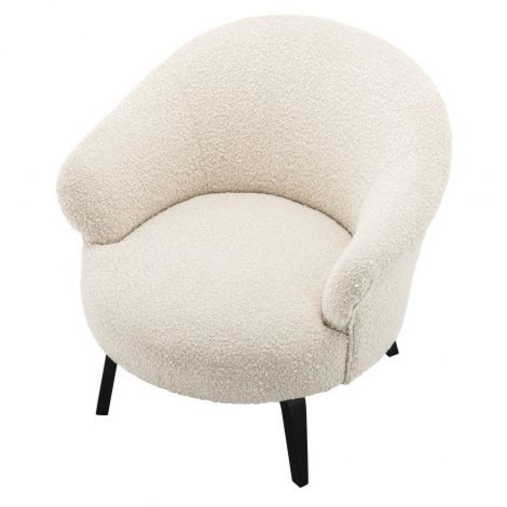Fotoliu tapitat cu Boucle Crem cu baza din Metal Negru H69xL68xA74cm Moretti