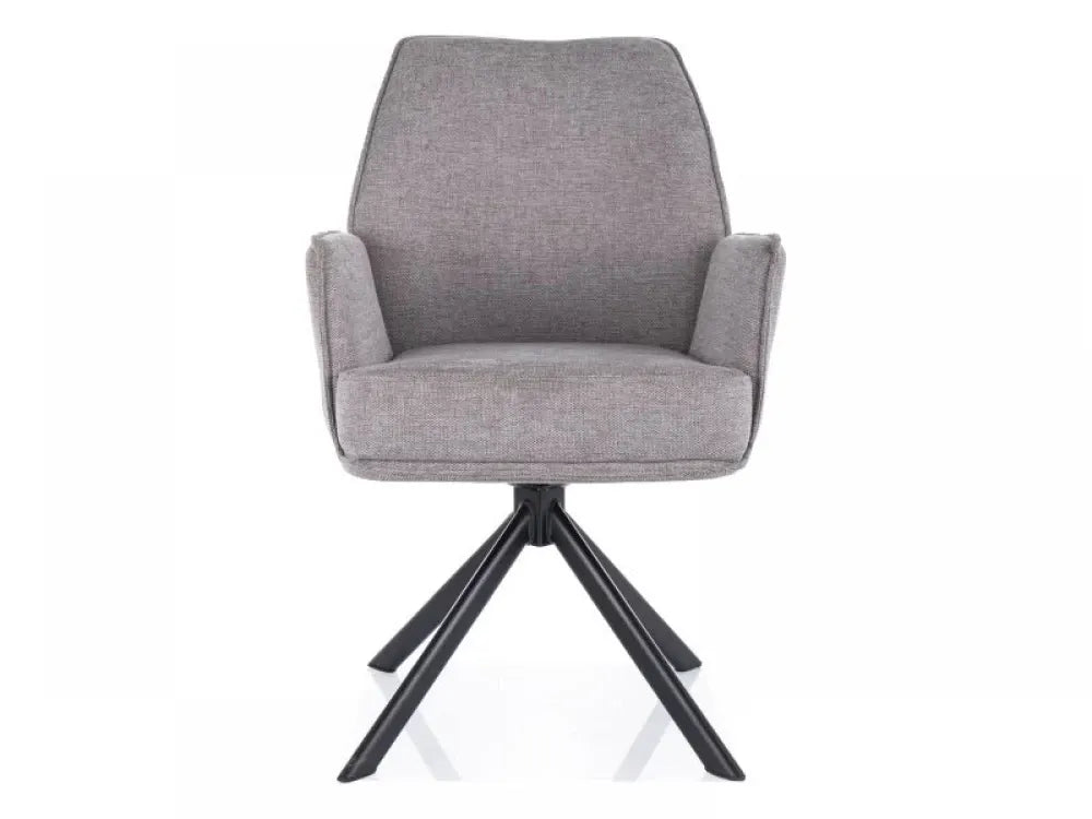 Scaun tapitat cu Stofa Brego Gri cu picioare din Metal Negru H90xL58xA46cm Hugo