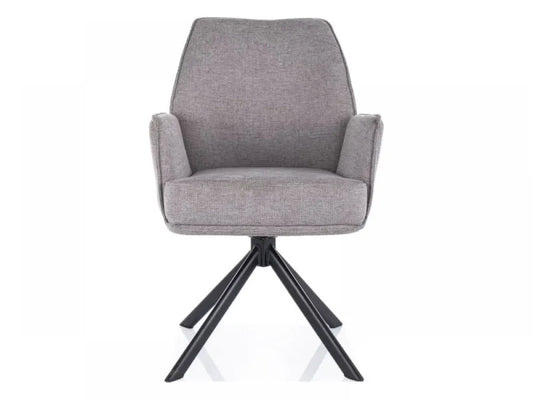 Scaun tapitat cu Stofa Brego Gri cu picioare din Metal Negru H90xL58xA46cm Hugo