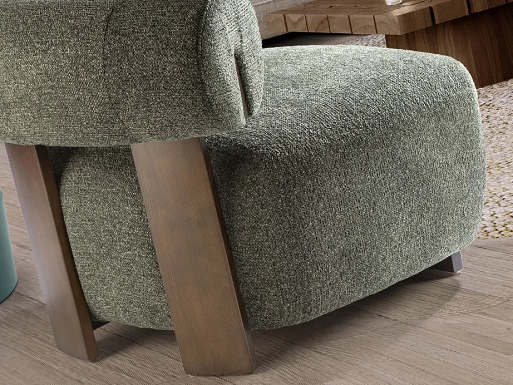 Fotoliu din Lemn Maro si Chenille Verde L76xH69cm Naomi