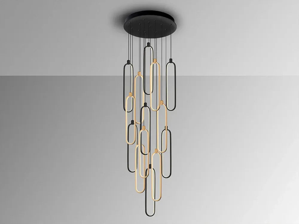 Lustra din Aluminiu Roz Gold/Negru/Negru D60xH300cm Colette