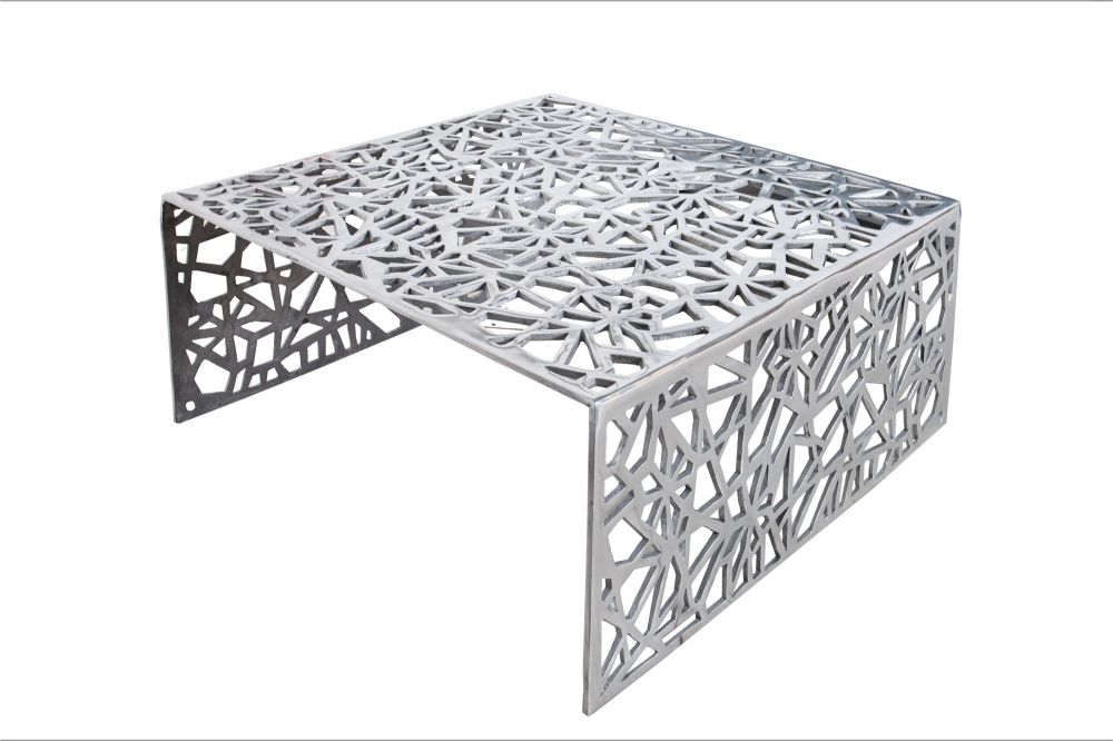 Masuta de cafea Patrata din Metal Argintiu L60xH32cm Abstract