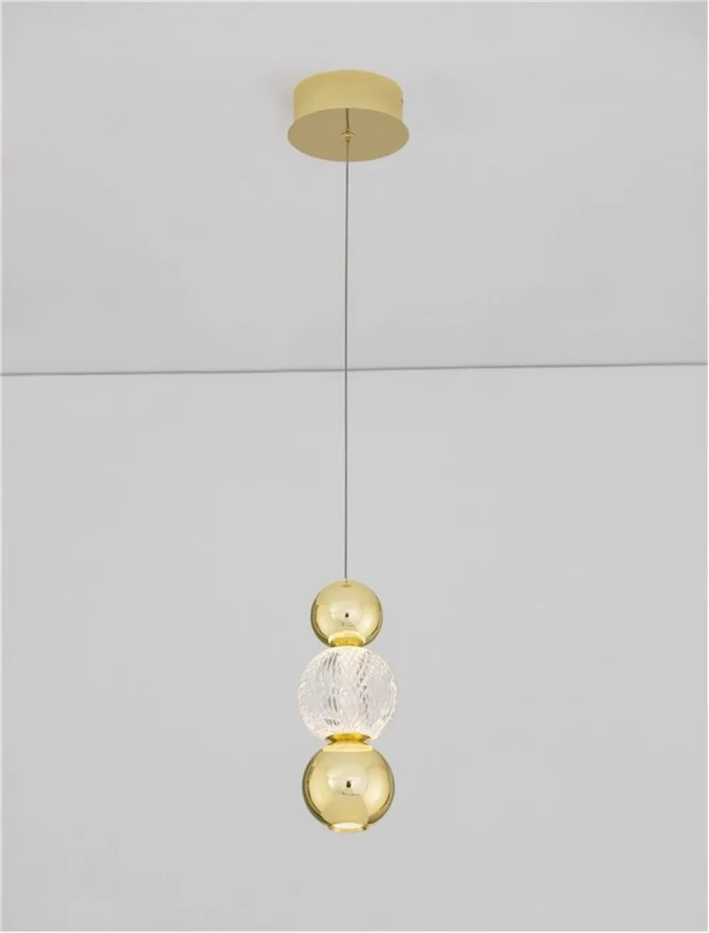 Pendul structura din Aluminiu Auriu si abajur din Acrilic Transparent H250xL14cm IP20 6W 322lm 3200k BRILLE