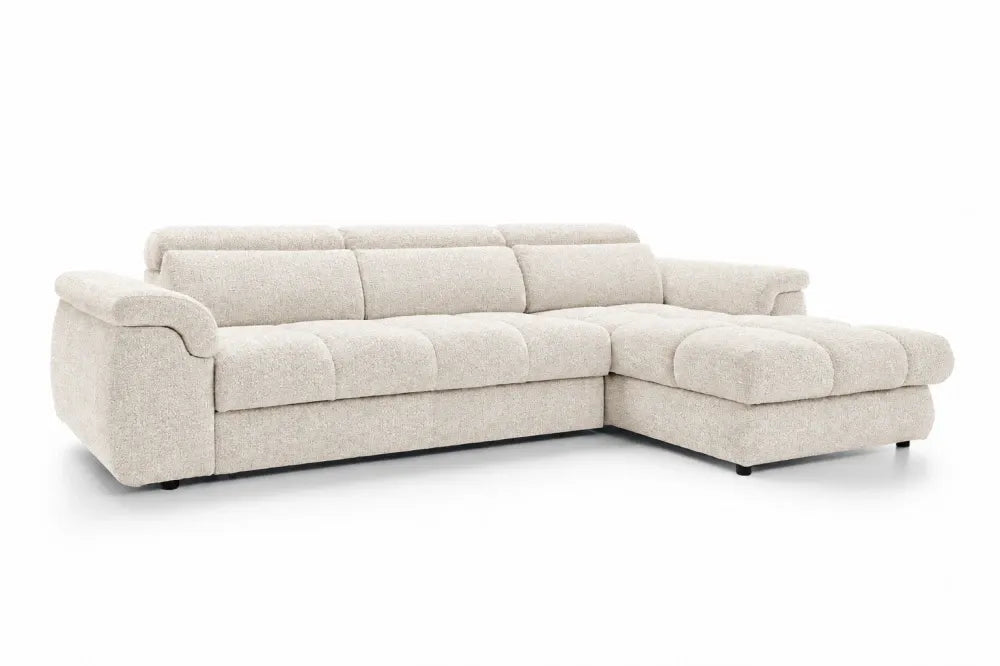 Coltar extensibil tapitat cu catifea Bej L296xH79-92cm Campo
