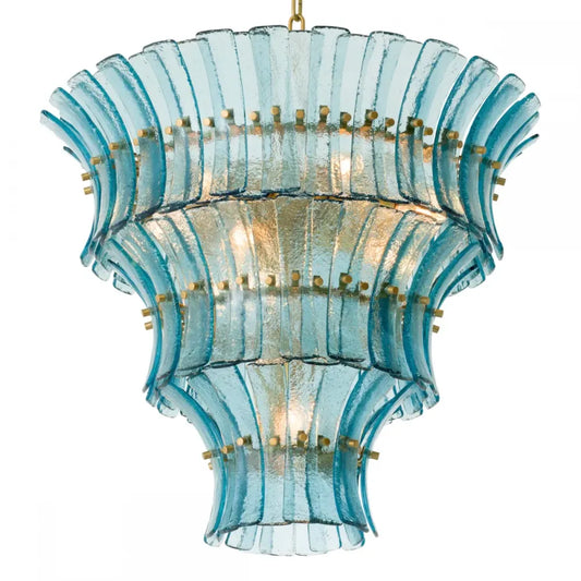 Candelabru din Metal Alama atichizata si Sticla Albastru H60xD67cm Toscano Eichholtz