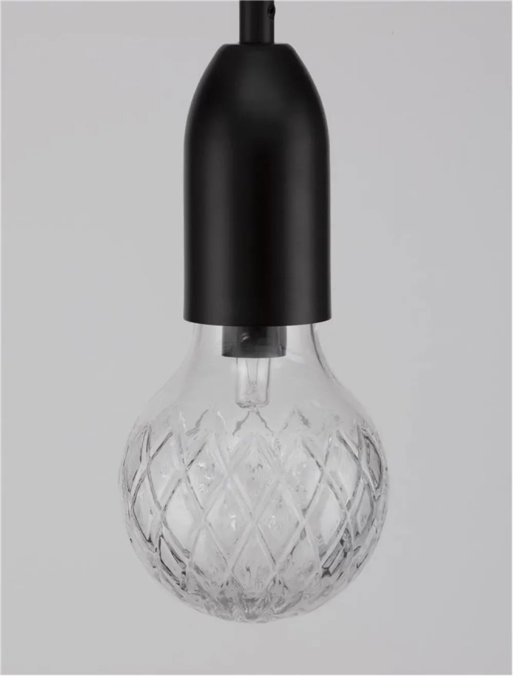 Pendul structura din Metal Negru si abajur din Sticla Transparent H120xL9.5cm IP20 VEDA