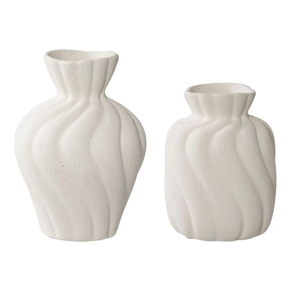 Set 2 vaze din Ceramica Alb H12/15xD9/11cm HN0878