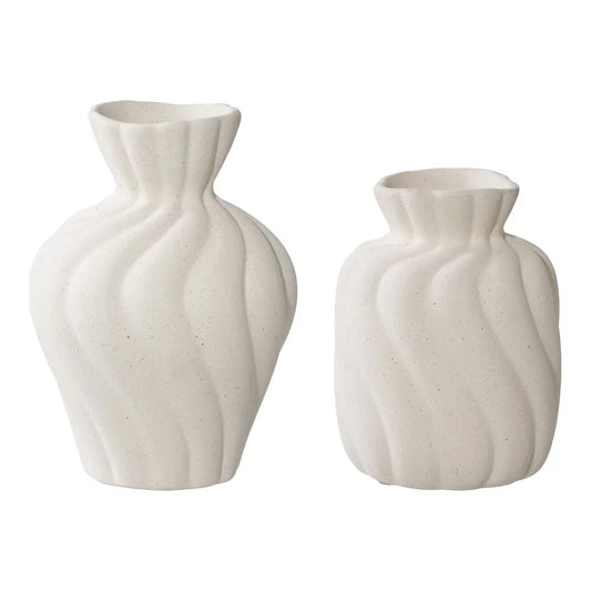 Set 2 vaze din Ceramica Alb H12/15xD9/11cm HN0878