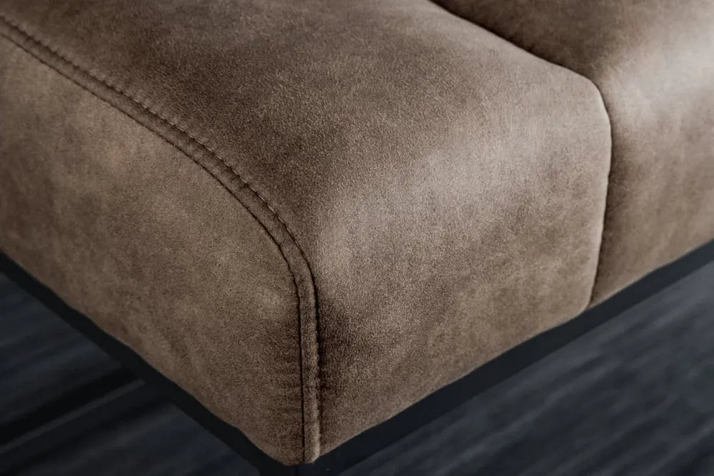 Bancheta din Metal Negru si Microfibra Maro taupe H40xL108cm Petit beaute