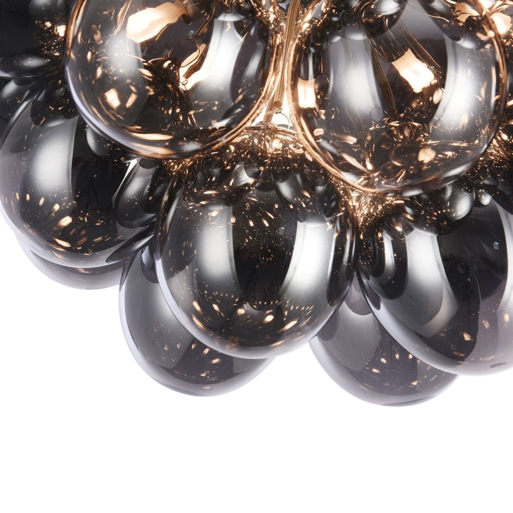 Candelabru Rotund din Metal si Sticla Argintiu/Negru Balbo D50xH32cm