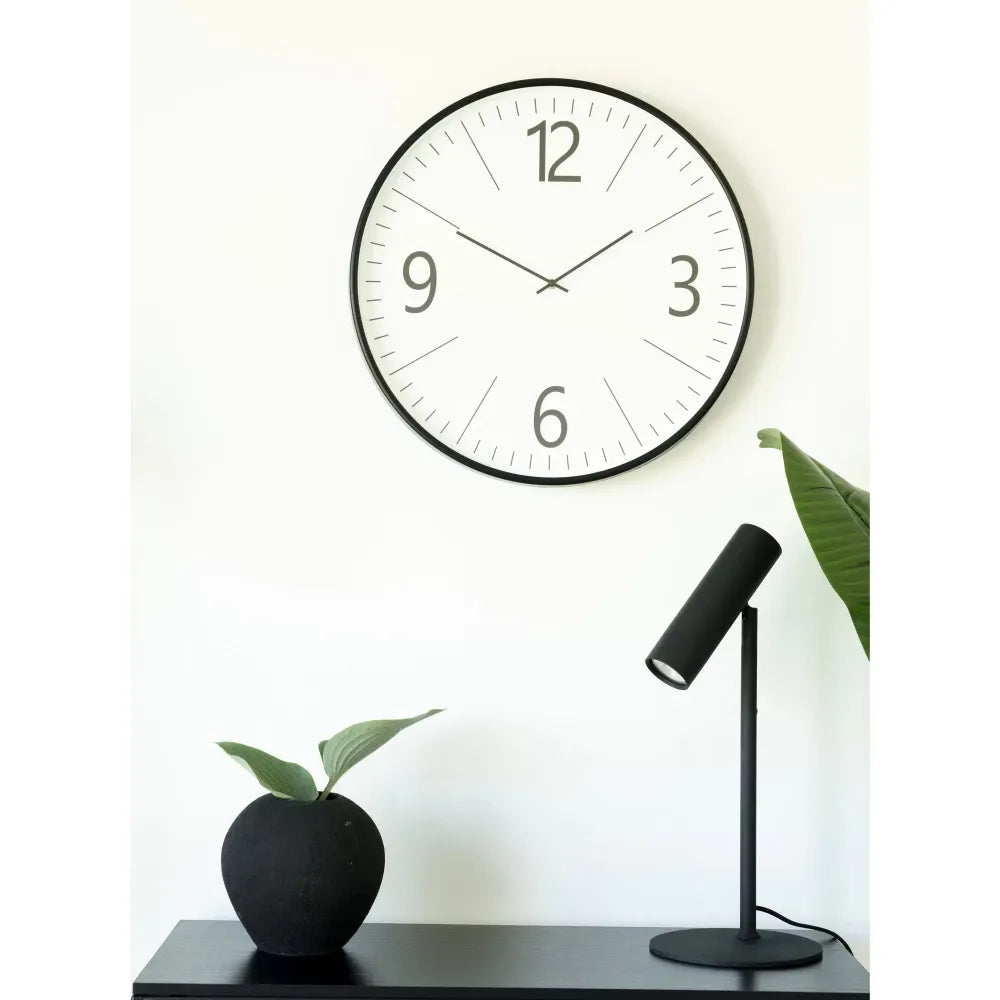 Ceas de perete din Plastic/Sticla Negru/Transparent D51cm Biel