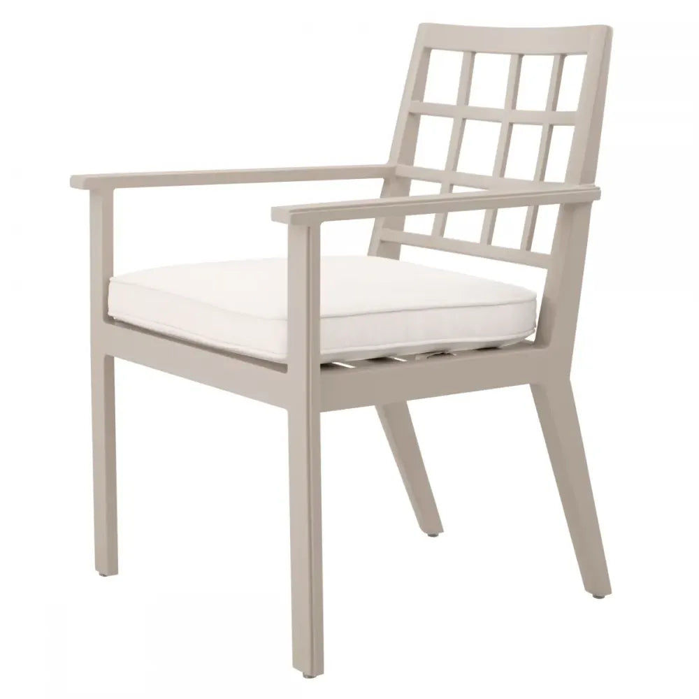 Scaun de exterior din Metal Bej si Stofa Alb H88.5xL64.5xA65cm Cap-Ferrat Eichholtz
