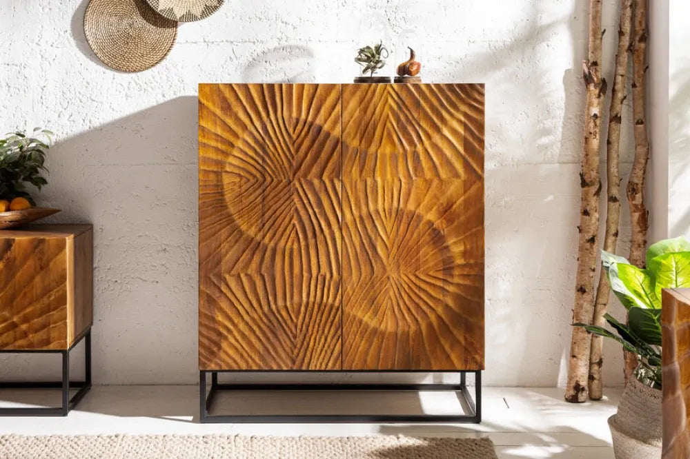 Dulap din Lemn de mango Maro si Metal Negru L100xH120cm SCORPION
