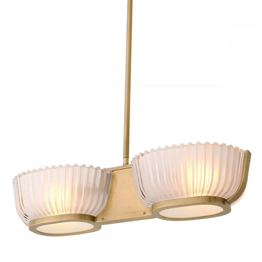 Lustra din Metal Alama si Sticla mata Alb H142.5xL67.5cm Artos Double Eichholtz