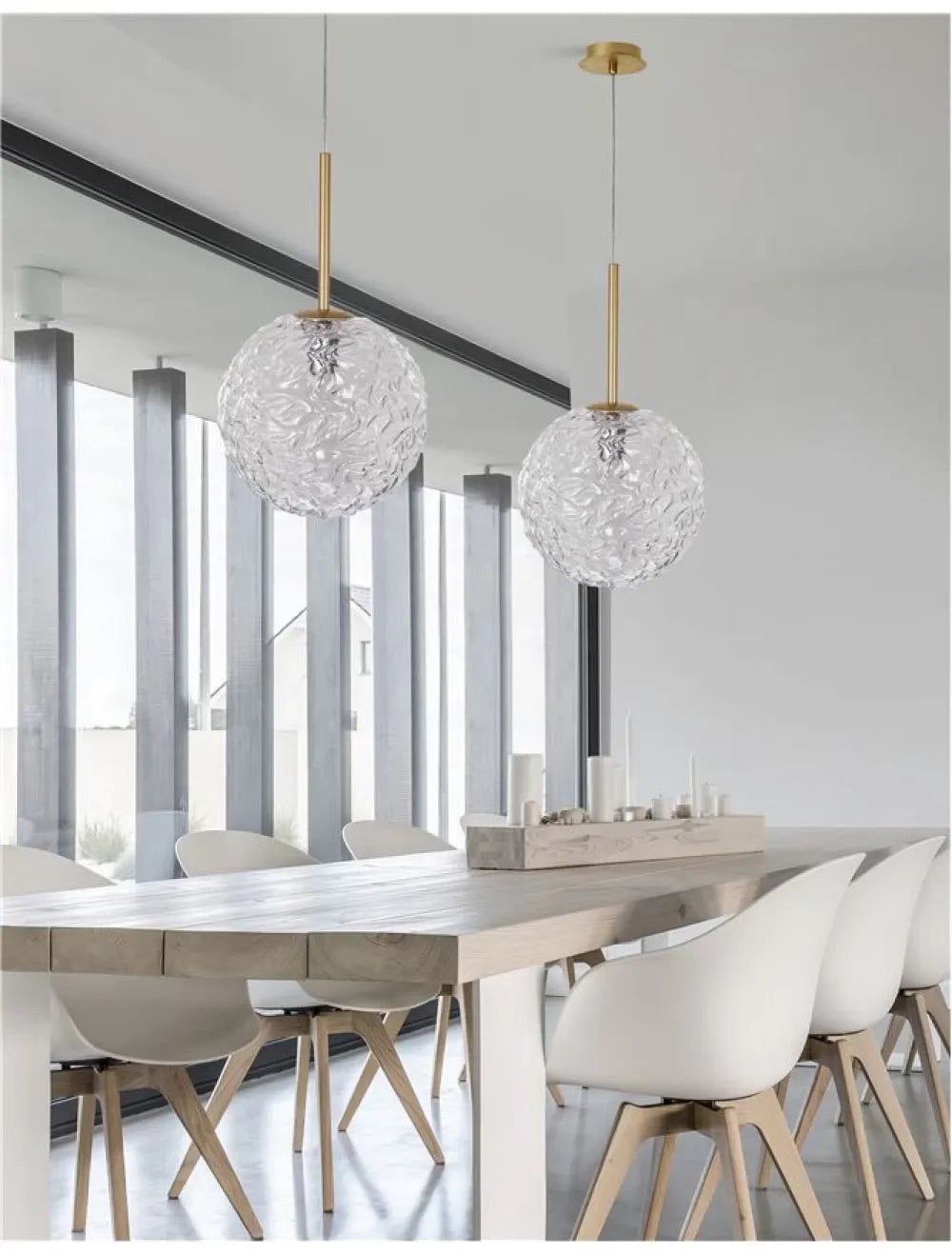 Pendul structura din Metal Auriu si abajur din Sticla Transparent H180xL30cm IP20 MIRANO