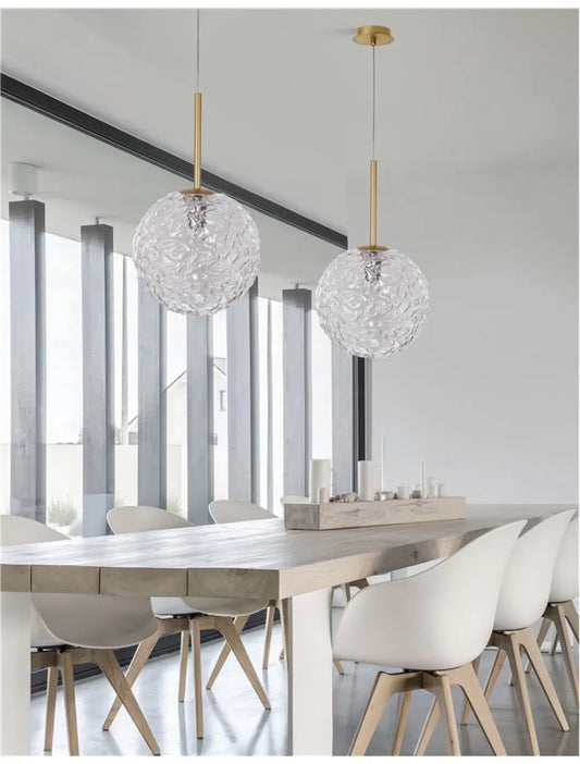 Pendul structura din Metal Auriu si abajur din Sticla Transparent H180xL30cm IP20 MIRANO