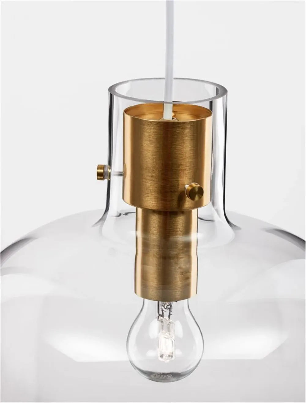 Pendul structura din Metal Alama si abajur din Sticla Transparent H198xL30cm IP20 CINZIA