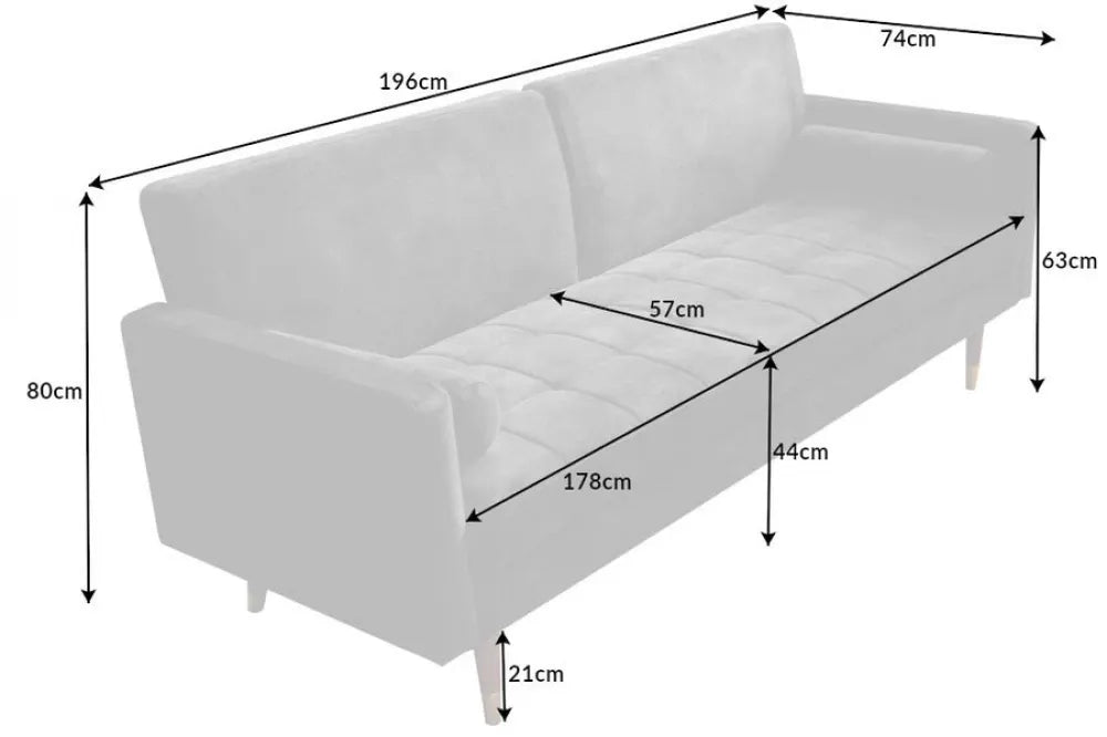 Canapea tapitat cu Catifea Gri L196cm Couture