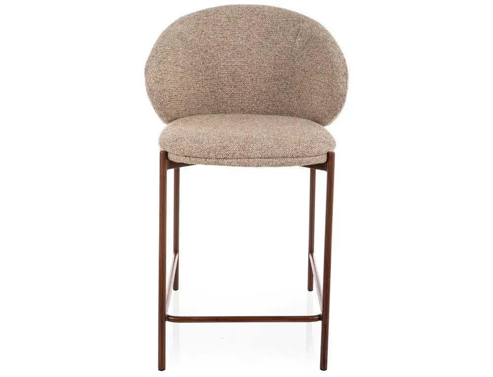 Scaun de insula din Stofa Bej si Metal Maro H90xL54xA56cm Kioto