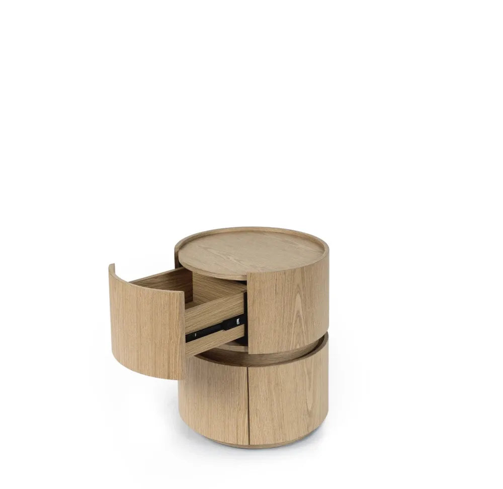 Noptiera rotunda cu 2 sertare Timeo de culoare stejar L40xH50cm