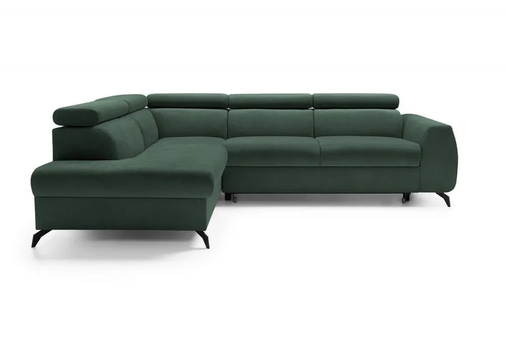 Coltar extensibil cu spatiu depozitare din Stofa Verde Stille