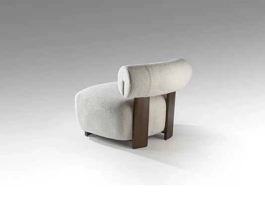 Fotoliu din Lemn Maro si Chenille Ecru L76xH69cm Naomi