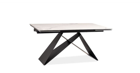 Masa extensibila dreptunghiulara din Ceramica Alb/Negru de 8-10 persoane L160/240x90cm Westin