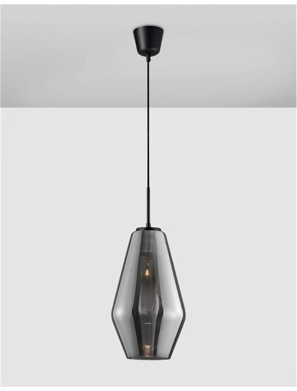 Pendul structura din Metal Negru si abajur din Sticla Crom H120xL17cm IP20 VEIRO