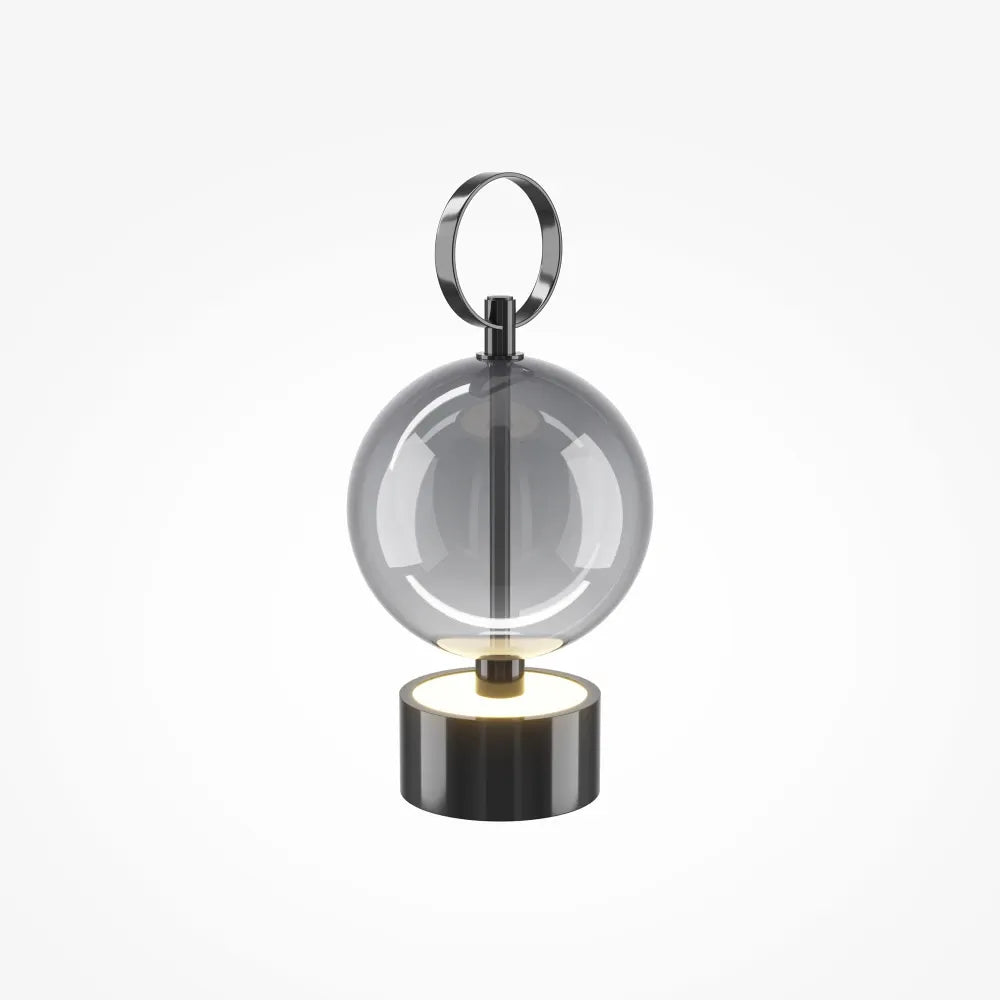 Veioza din Metal Negru si Sticla Fumuriu H24.5xD12cm Double Moon