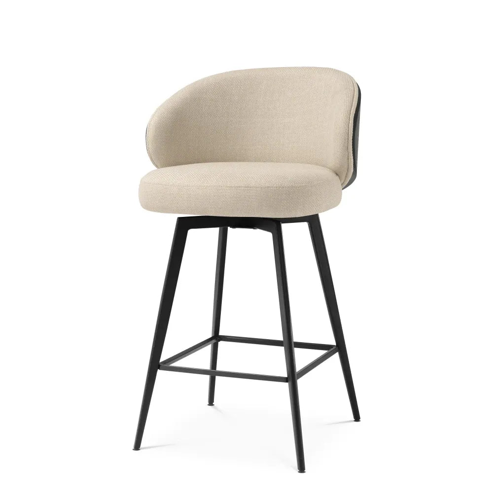 Scaun de insula rotativ tapitat cu Stofa Bej sand L57xA52xH92cm Camerota Eichholtz
