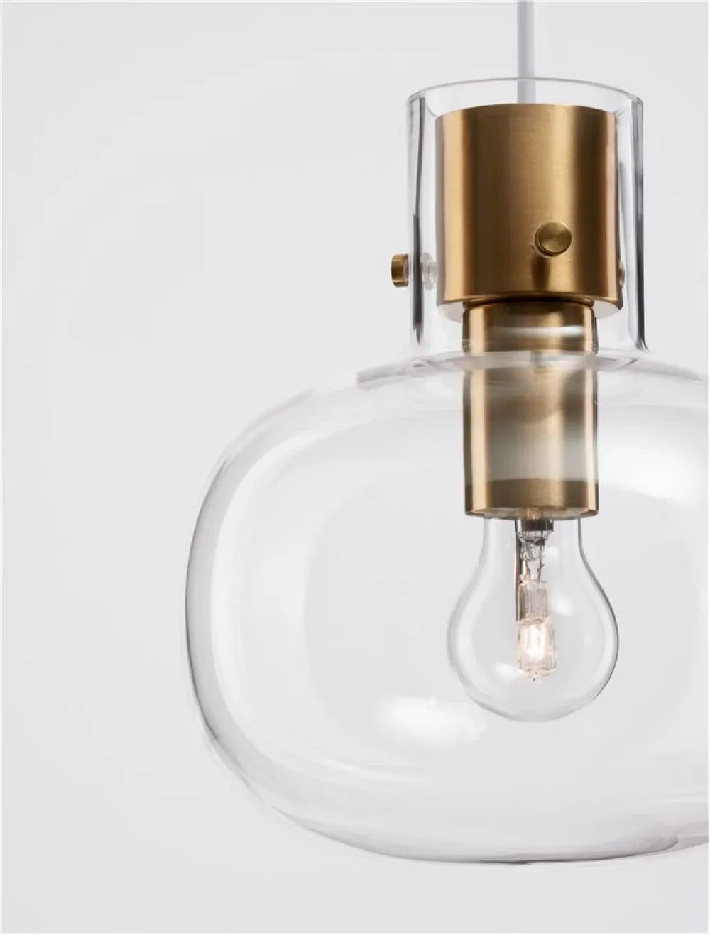 Pendul structura din Metal Alama si abajur din Sticla Transparent H228xL22cm IP20 CINZIA