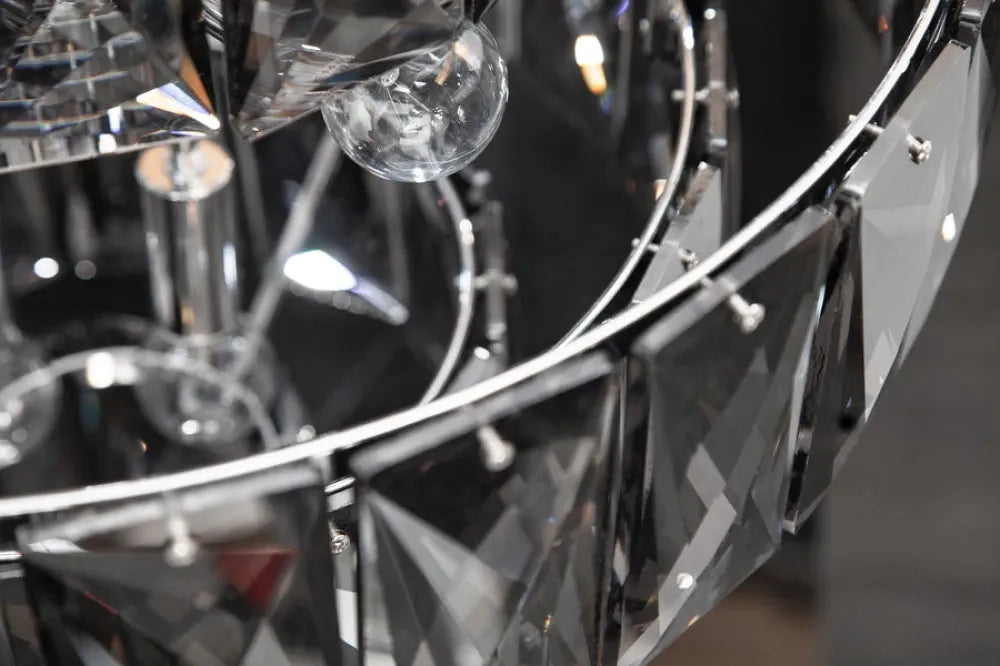 Candelabru din Metal Argintiu si Sticla Fumuriu D50xH51cm KRISTALL