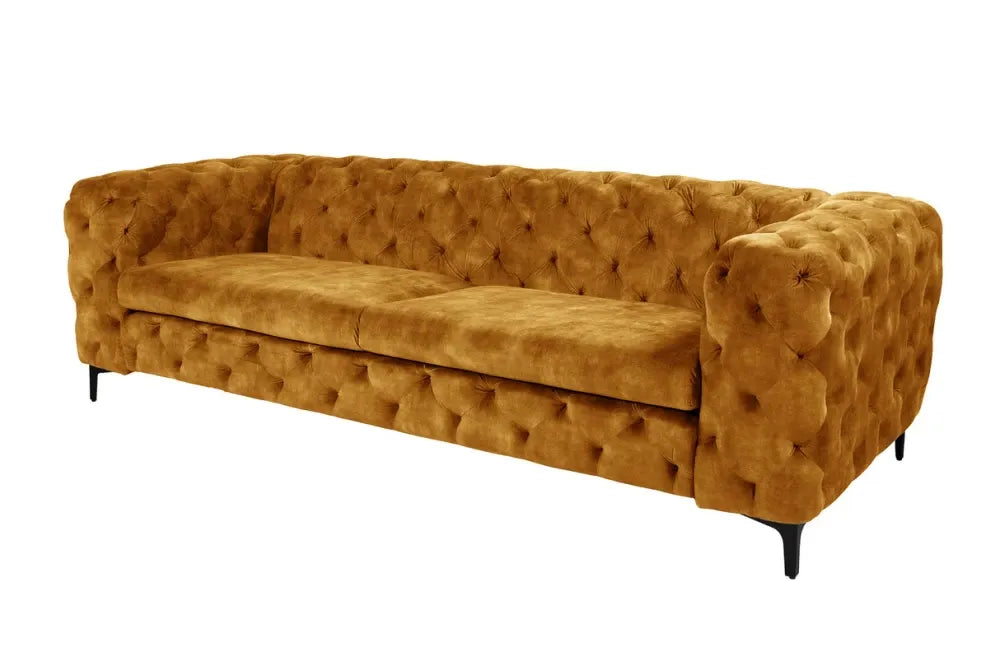 Canapea 3 locuri tapitat cu Catifea Galben L235cm Modern Barock