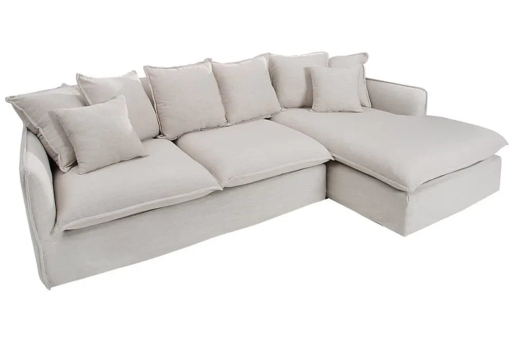 Coltar cu husa detasabila orientare dreapta tapitat cu Stofa Crem L255cm Heaven