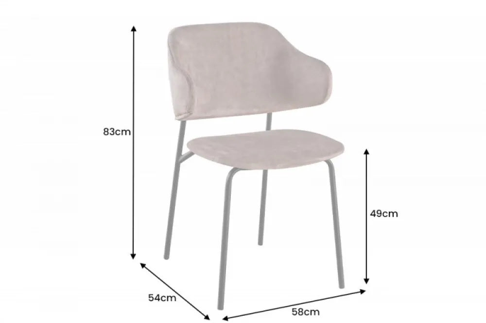 Set 2 scaune tapitate cu Catifea Bej sampanie cu picioare din Metal Negru H83xL58xA54cm Tracy