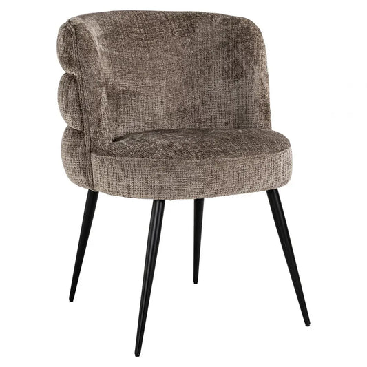 Scaun tapitat cu Chenille Maro cu picioare din Metal Negru H83xL63xA63cm Stella Richmond Interiors