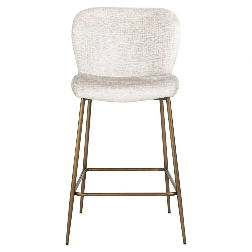 Scaun de insula tapitat cu Stofa Crem cu picioare din Metal Alama H96xL50xA54cm Darby Richmond Interiors