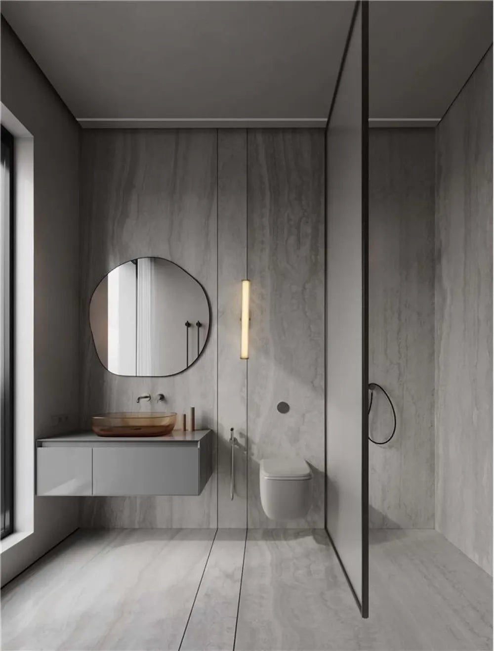 Aplica de perete structura din Metal Auriu si Sticla transparenta L63cm IP20 Hedula