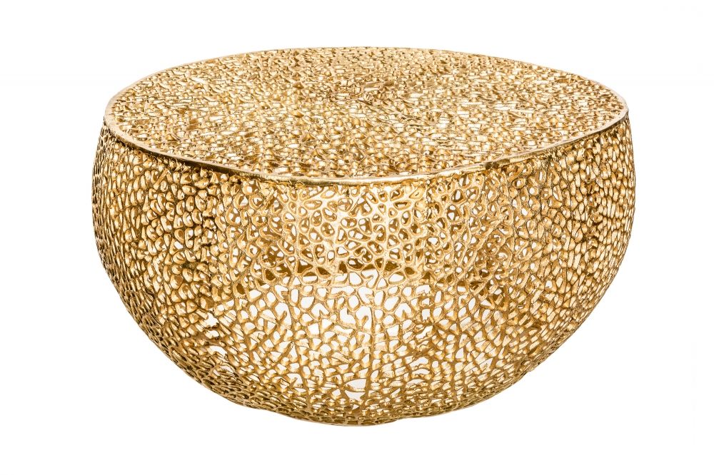 Masuta de cafea Rotunda din Metal Auriu D80xH40cm Leaf