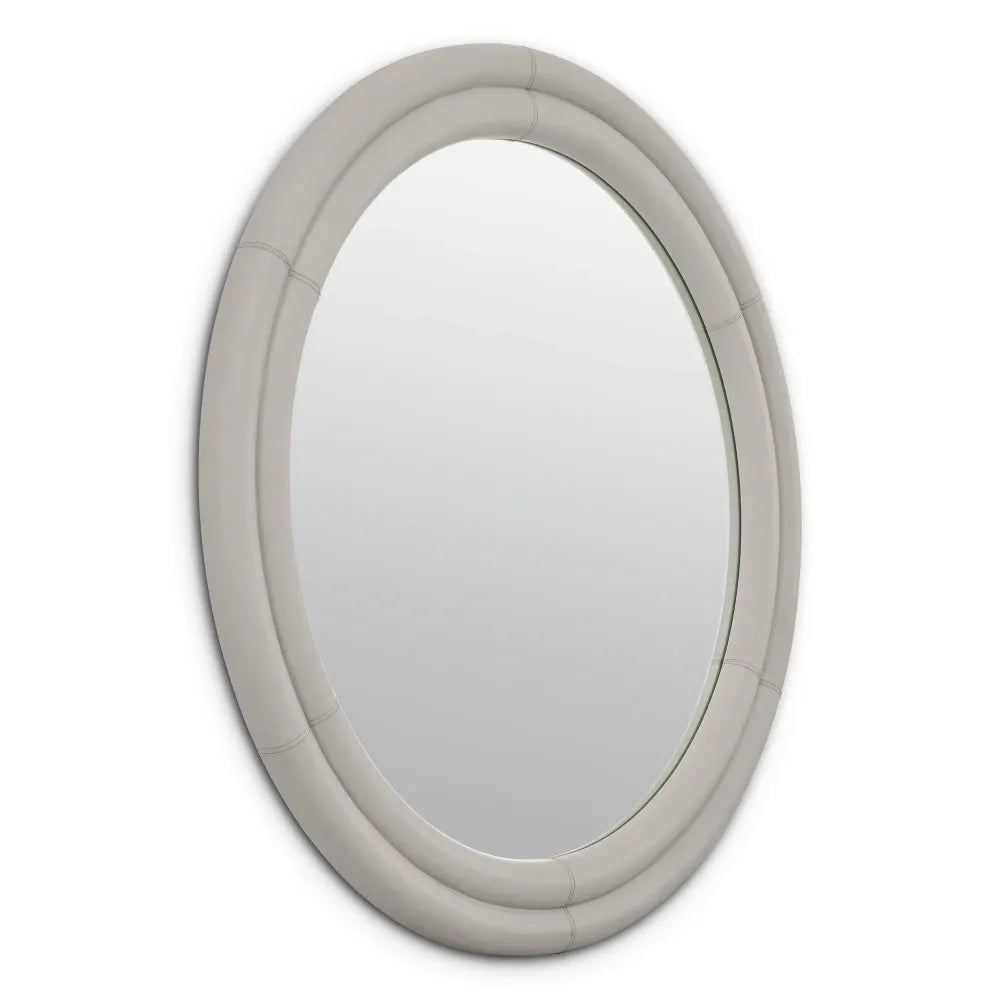 Oglinda cu rama din MDF/Piele artificiala Gri D120cm Bastioni Eichholtz