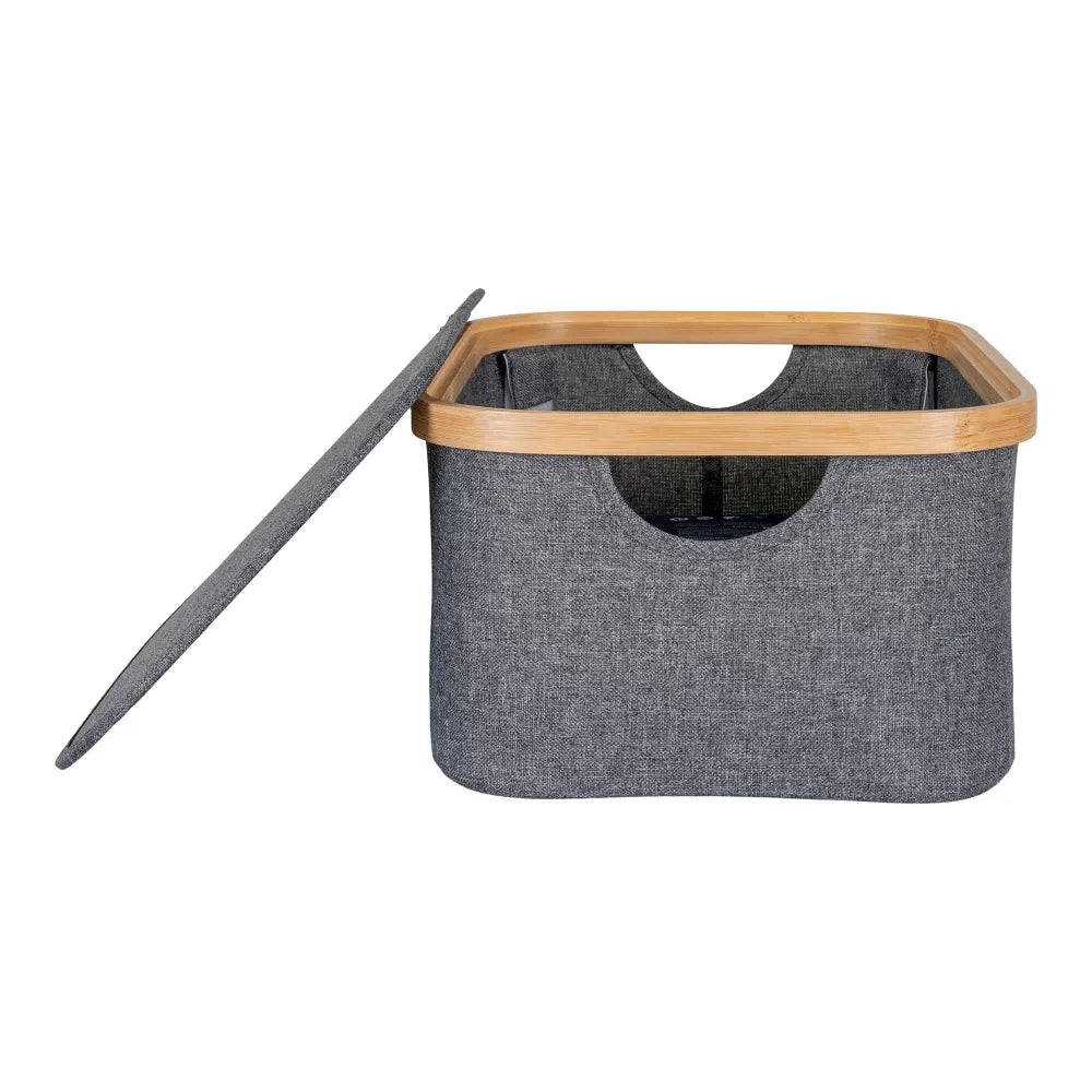 Cos depozitare din Lemn de bambus/Textil Maro/Gri H16xL38cm Noto