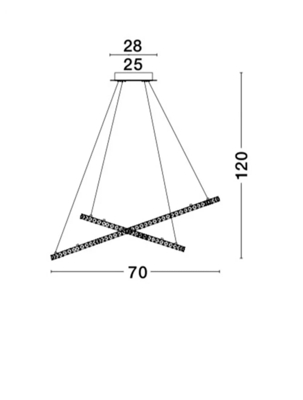 Lustra structura din Aluminiu Argintiu si abajur din Cristal Transparent H120xL70cm IP20 60W 3600lm 3500k QUENTIN
