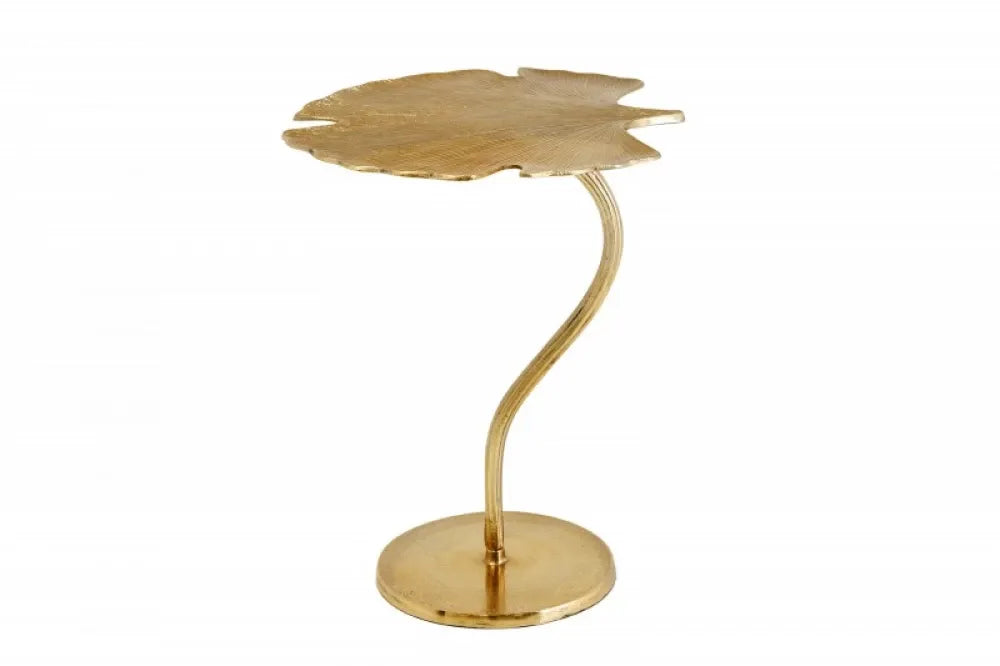 Masuta laterala Asimetrica din Metal Auriu L46xH53cm Ginkgo