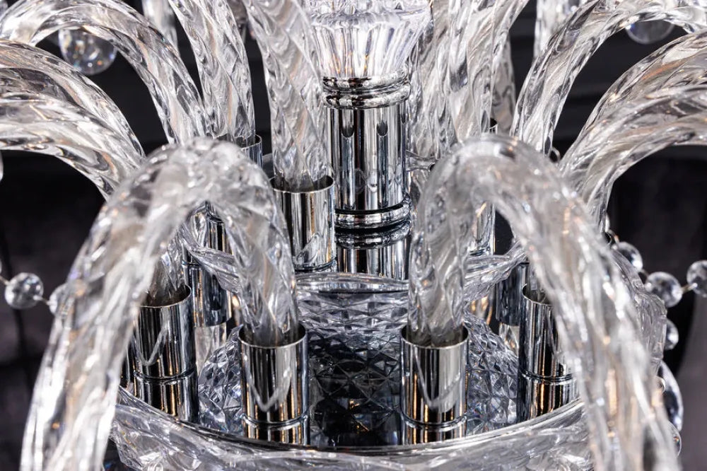 Candelabru din Metal Argintiu si Acrilic Transparent D80xH75cm Diamonds