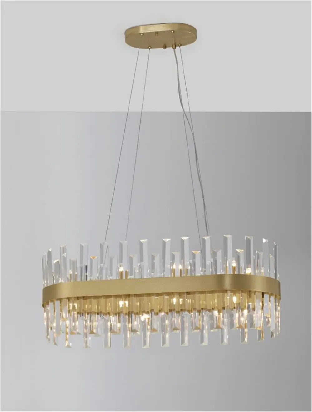 Candelabru structura din Metal Auriu si abajur din Cristal Transparent H120xL80cm IP20 CROWN